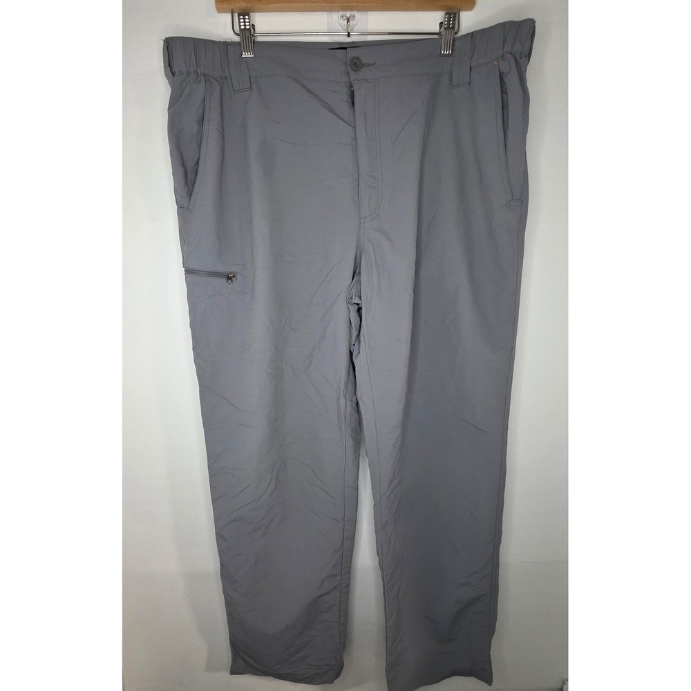 Orvis Mens Gray Nylon Hiking Cargo Pants XL 30L Elastic Waist Outdoor Trekking